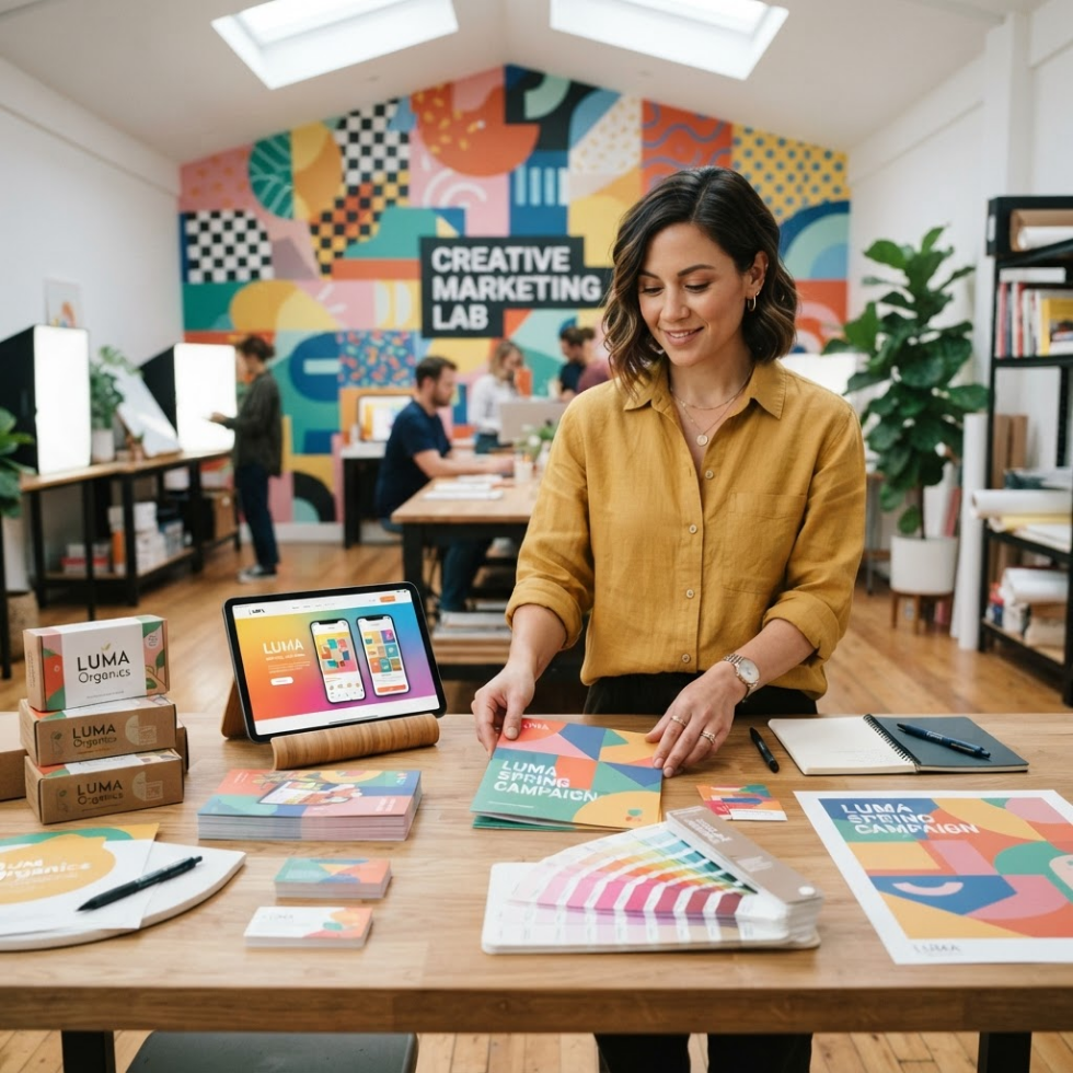 Marketing design tile icon — ad campaign mockups